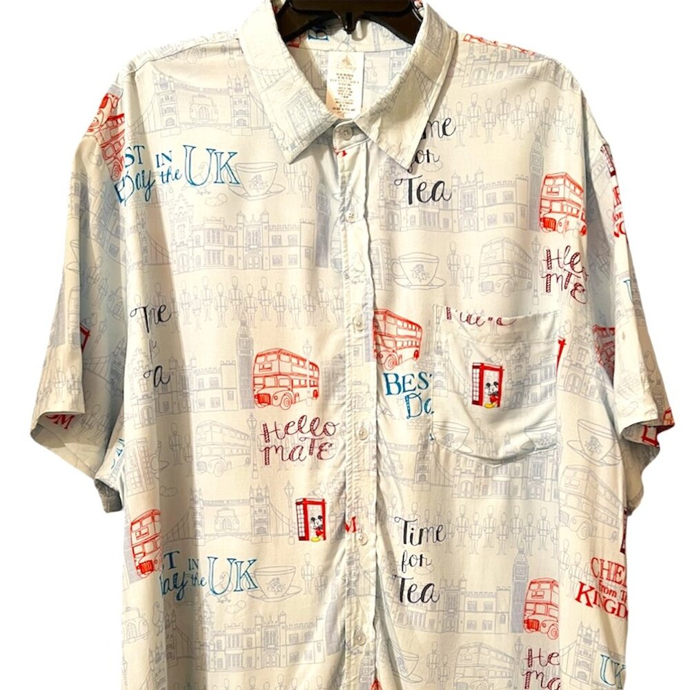 Disney Epcot United Kingdom World Showcase Mickey in Telephone Booth Camp Shirt